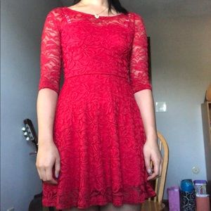 Red half sleeve dress